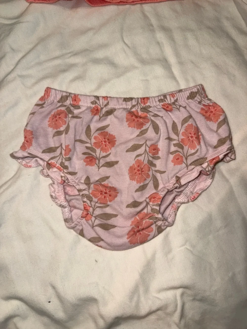 Carter's Pink Coral Baby Tank with Knotted Straps and floral diaper cover set